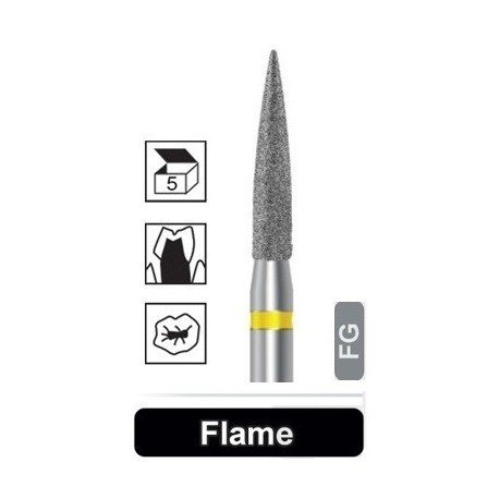 شعله شمعی فرز الماسه پرداخت 5 عددی مدل Dentalree - Flame 862