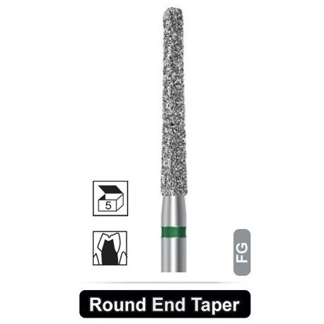 مخروطی فرز الماسی تراش بلند 5 عددی Dentalree- Round End Taper 850L